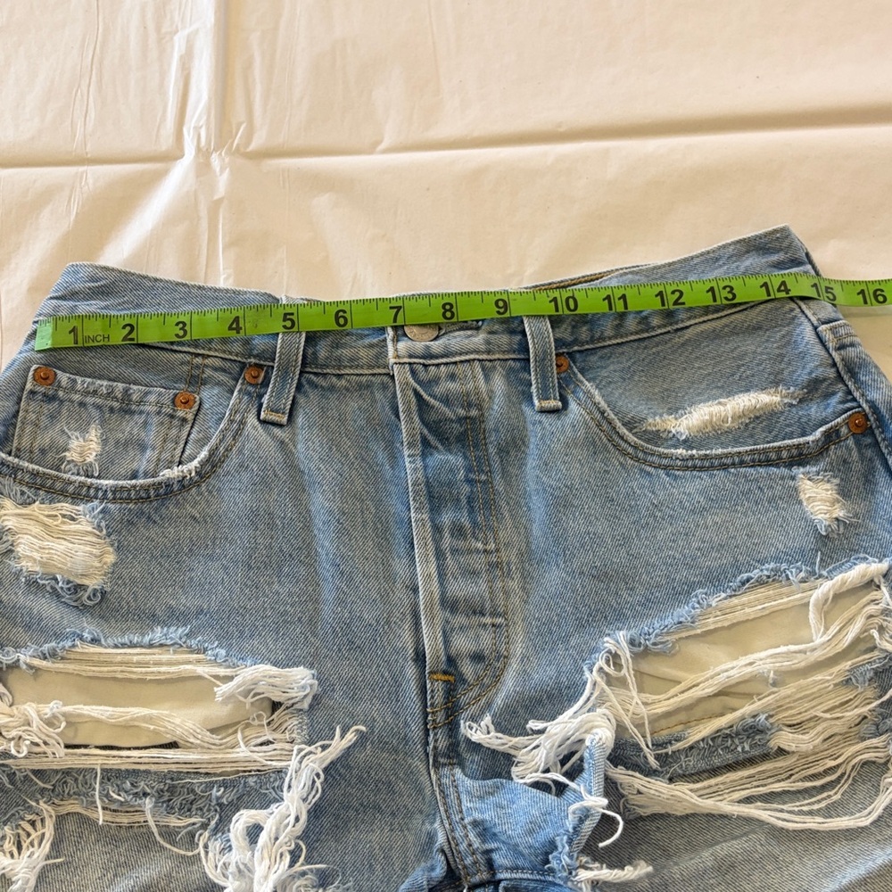 Levi's Light Blue Ripped Jean Shorts - Picture 9 of 9
